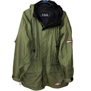 London Fog "FOG" collection technical hooded rain jacket green men’s size large